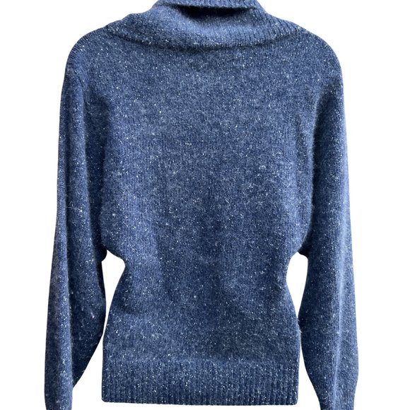 I.B. Diffusion Long Sleeve Silk Blend Cowl Neck Sweater Blue Pullover Size P - Picture 4 of 7